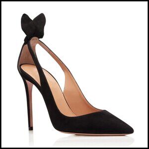 Stiletto Heels Pumps Pointed Toe Bow Back Cut-Out Dress Shoes Elegant Wedding